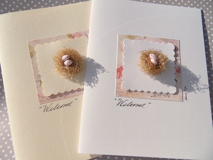 Baby Girl Card - Welcome Baby Girl Greeting Card - Baby Girl Announcement Card - Nest Card - Baby Shower Card BGNST