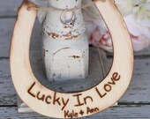 Lucky In Love Ring Bearer Horseshoe Pillow Rustic Wedding