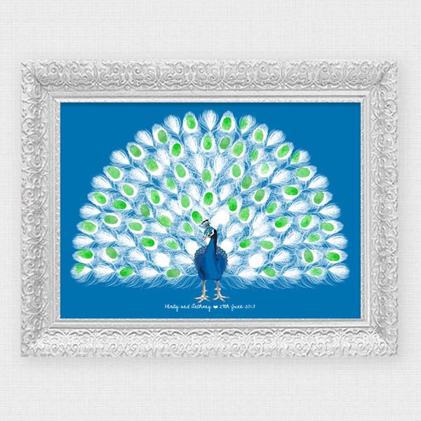 peacock fingerprint guest book - printable file