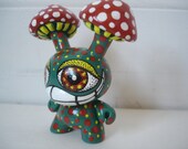 Custom OOAK Kidrobot Mushroom Head Vinyl Art Toy OOAK Shroom