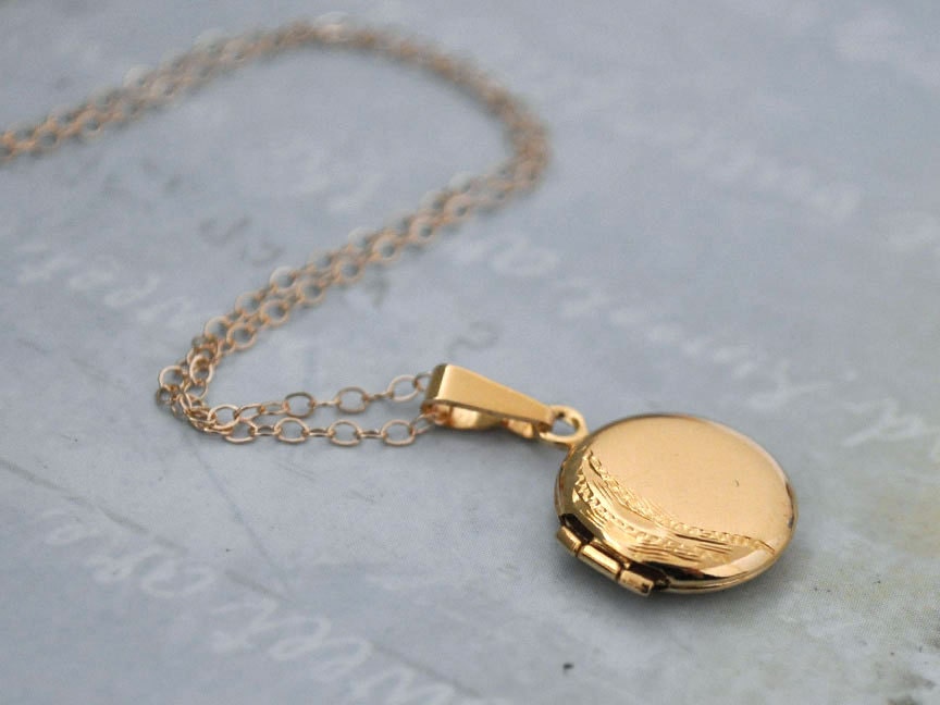 CUTE AS A BUTTON petite gold filled round locket necklace