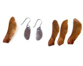 Nature earrings - rustic purple rock jewelry. "Purple Pebble Earrings on Gunmetal" 1438