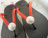 Baseball Softball Flip Flops Bling Rhinestone Buckle Player Mom Girl Boutique Sports Ribbon Flip Flops chooe your ribbon and team colors