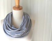 Heather Grey Jersey Infinity Scarf - Light Gray Circle Loop Cowl