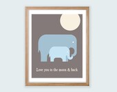 Printable Nursery Wall Art. Love you to the moon & back. Boy or Girl.