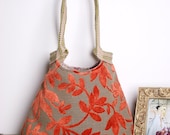 Purse/ Handbag/ Orange leaves tapestry hobo bag with burlap  HIGH FASHION 2013