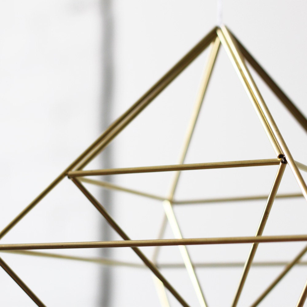 Brass Himmeli no. 7 / Modern Hanging Mobile / Geometric Sculpture