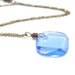 Blue Pendant Necklace, Bold Light Sapphire Swarovski Pendant Choker September Birthday Antiqued Brass Necklace - Blue Topaz