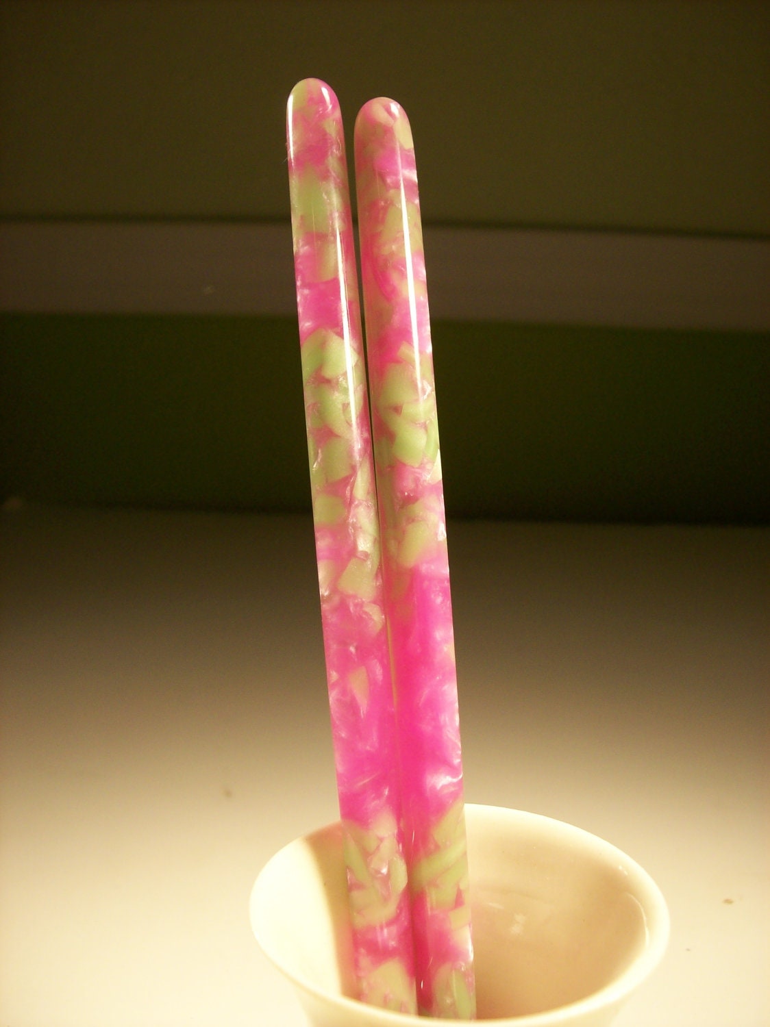 Watermelon 6 in acrylic Hair sticks.