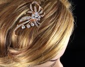 Hansine - Wedding Hair Comb, Accessories, Rose Gold Hair Comb, Pink Gold, Champagne, Rhinestones, Crystal, Swarovski, Czech crystal