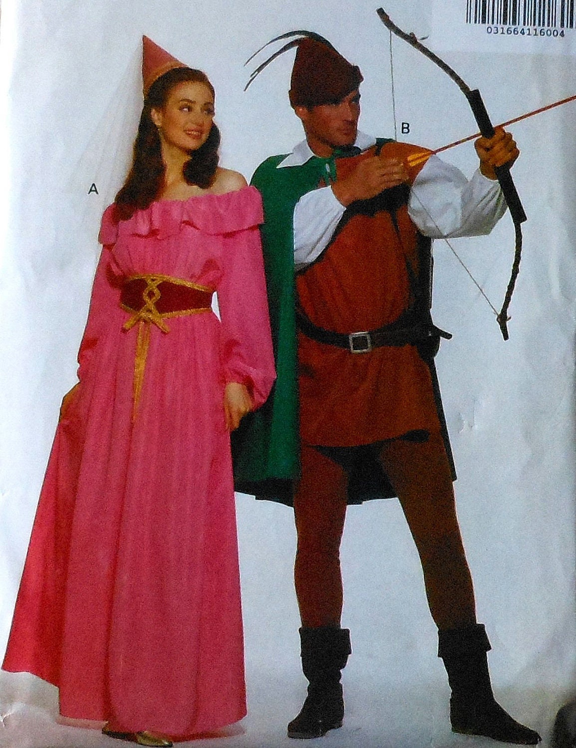 Robin Hood and Maid Marian Costume Sewing Pattern UNCUT Adult sizes XS-S-M Butterick 5749
