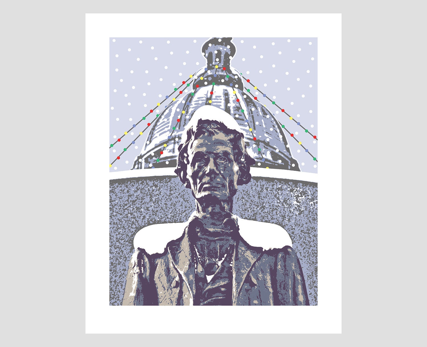 abraham lincoln springfield illinois capitol abe snow cold route 66 mother road trip travel poster photo-graphic art print
