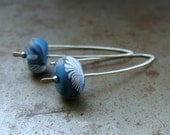 Modern Sterling Silver Wire Earrings - Teal Branches