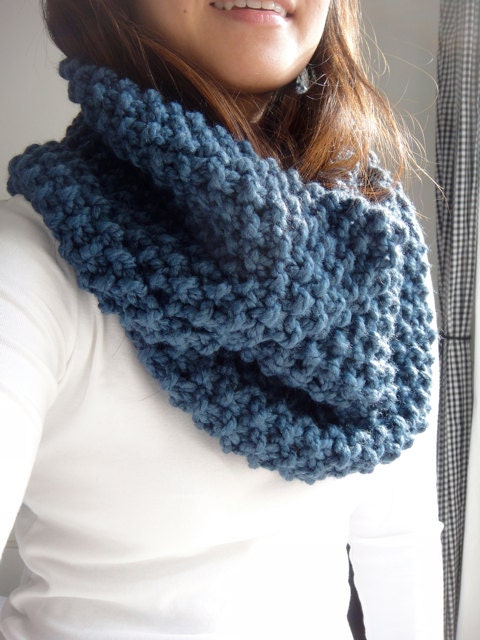 Brooke Chunky Infinity Scarf Cowl, Denim Blue