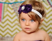 Purple chiffon headband, baby headband, adult headband, infant headband, child headband