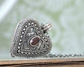 vintage find WITHIN In MY HEART sterling silver heart style pill box container locket necklace