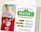 Sesame Street party - Set of 15 custom photo invitations - Printable file also available