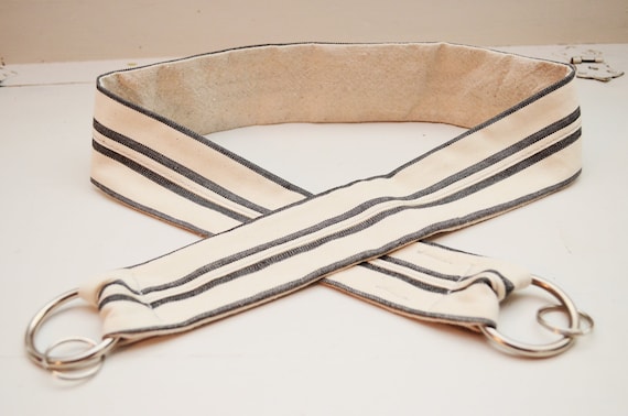 Camera Strap made from drop cloth fabric and linen-like ribbon
