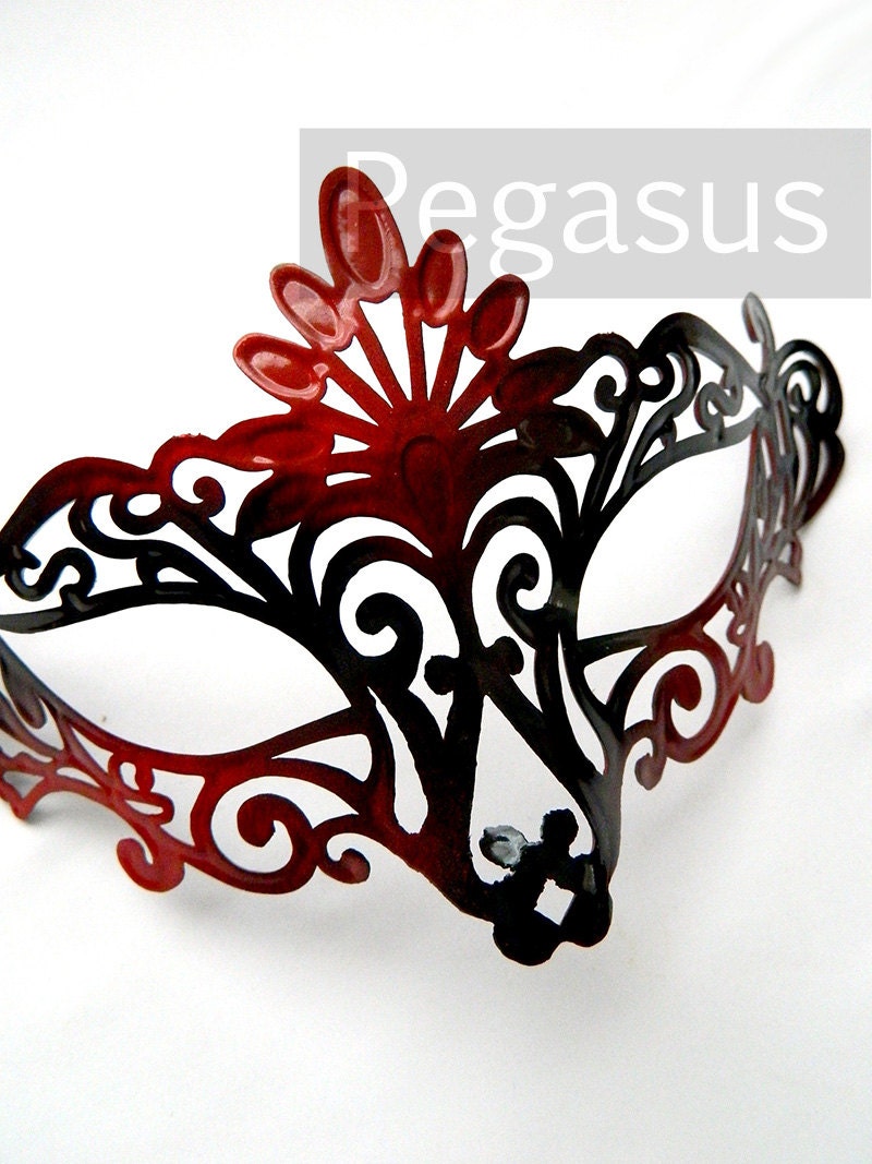 Dark Rose RED Venetian Mask (1 Mask) Black and Red Two Tone Lace Pattern Venetian Mask Base - Masquerade ball costume or Vampire Ball