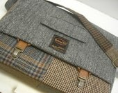 Messenger Bag, Laptop Sleeve,  Custom made, Large, Recycled Suit Coat,, Trunk Latch