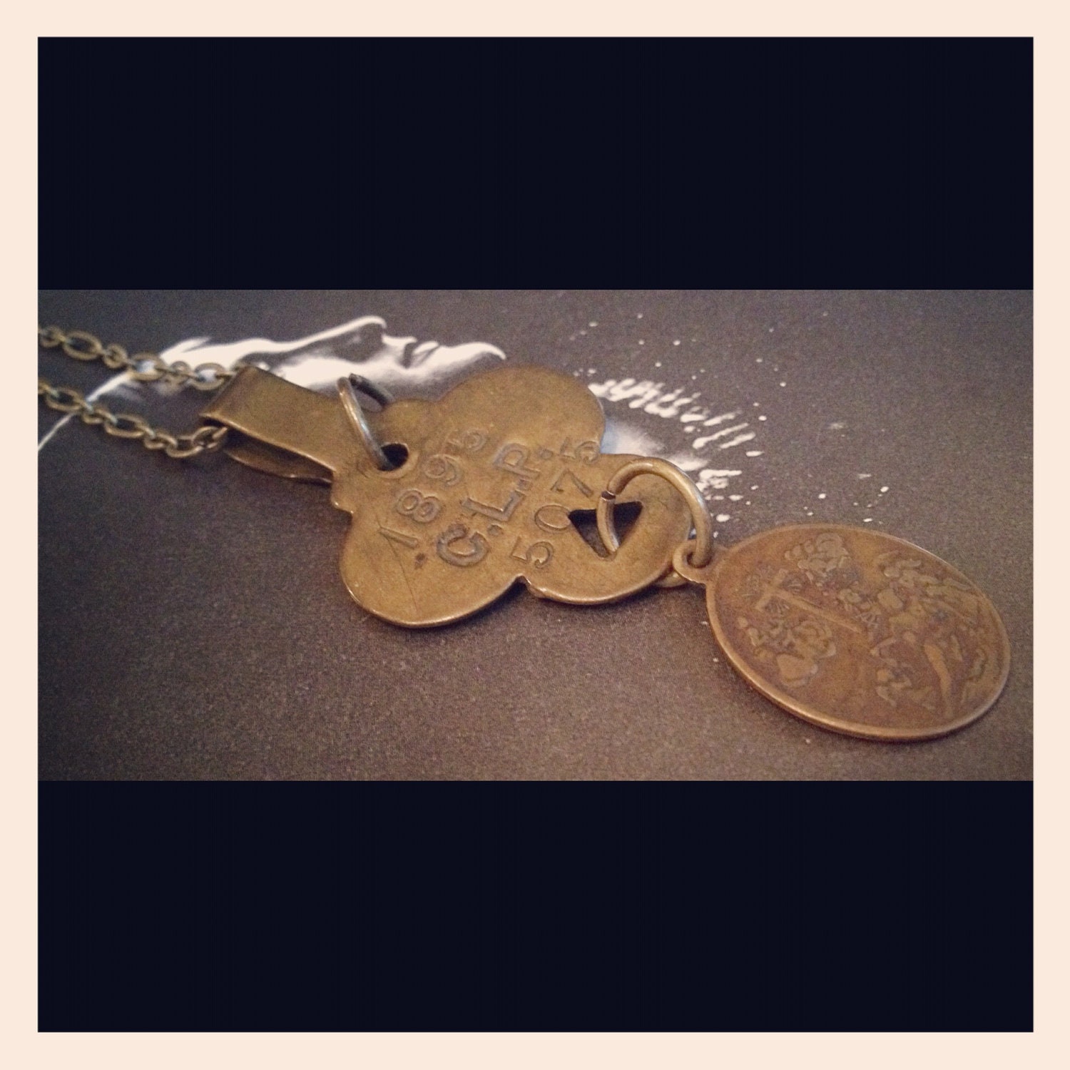 Ave Maria Religous Pendant Tag Necklace
