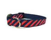 Dog Collar - Preppy Stripes Navy & Red