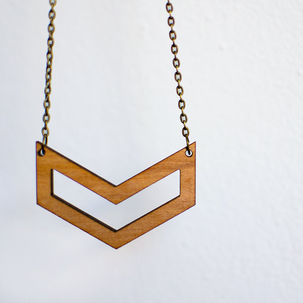 Modern Wooden Double Chevron Necklace