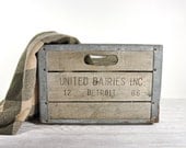 Vintage Industrial Wood Dairy Crate / Industrial Decor