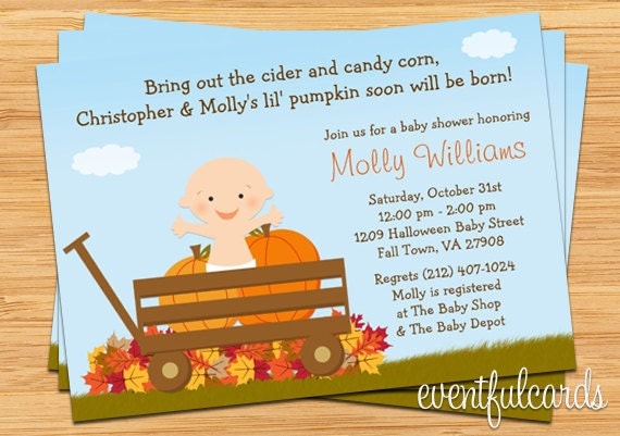 Fall Halloween Pumpkin Baby Shower Invitation - Boy or Girl - Printable Il_570xn