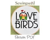 Love Birds Cross Stitch Pattern, INSTANT DOWNLOAD