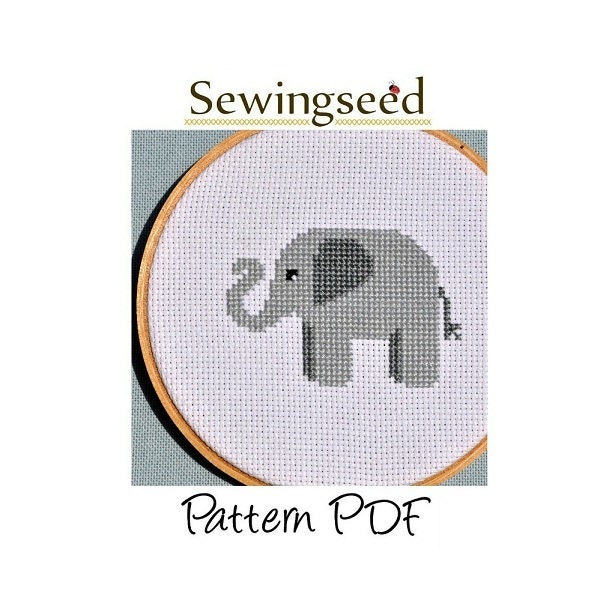 Elephant Cross Stitch Pattern, INSTANT DOWNLOAD