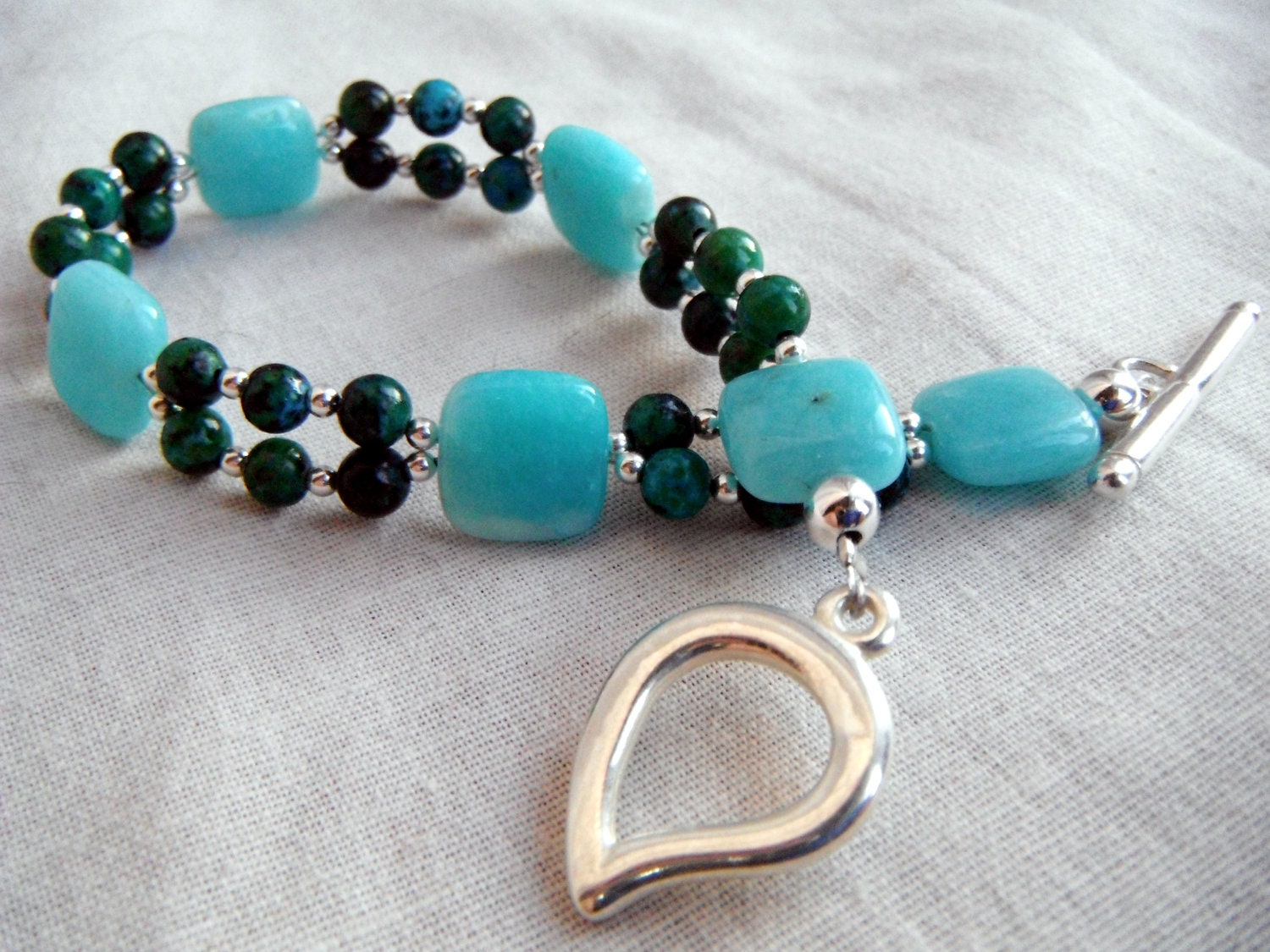 Peruvian Amazonite and Australian Jasper Unisex Bracelet