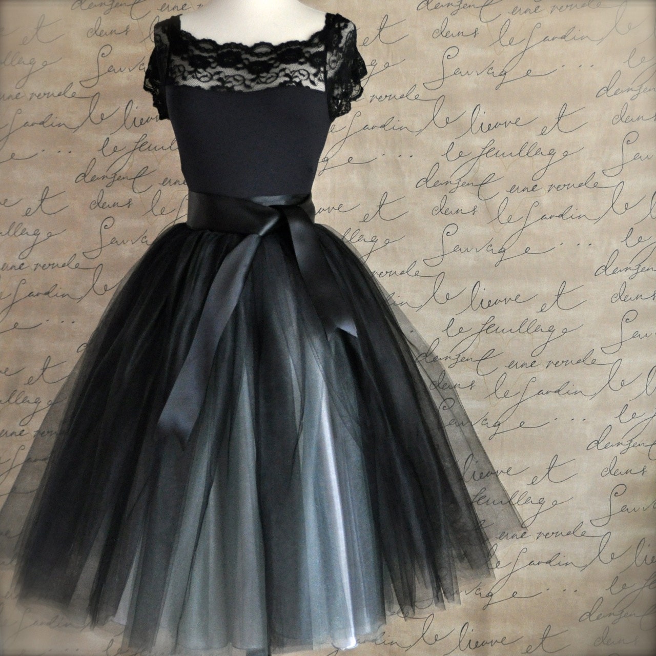 Black and silver tulle tutu skirt for women--A Night at the Ballet.