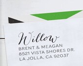 Custom Address Stamp - Calligraphy Stamp - Self Inking  - wedding stamp - housewarming gift - Willow