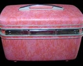 Vintage pink marbled train case - Samsonite - with key