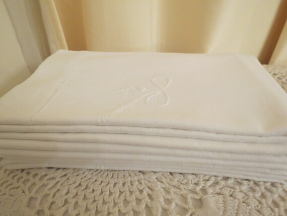 Vintage 50s Handmade Embroidered Baby Cot White Cotton Bed Sheet
