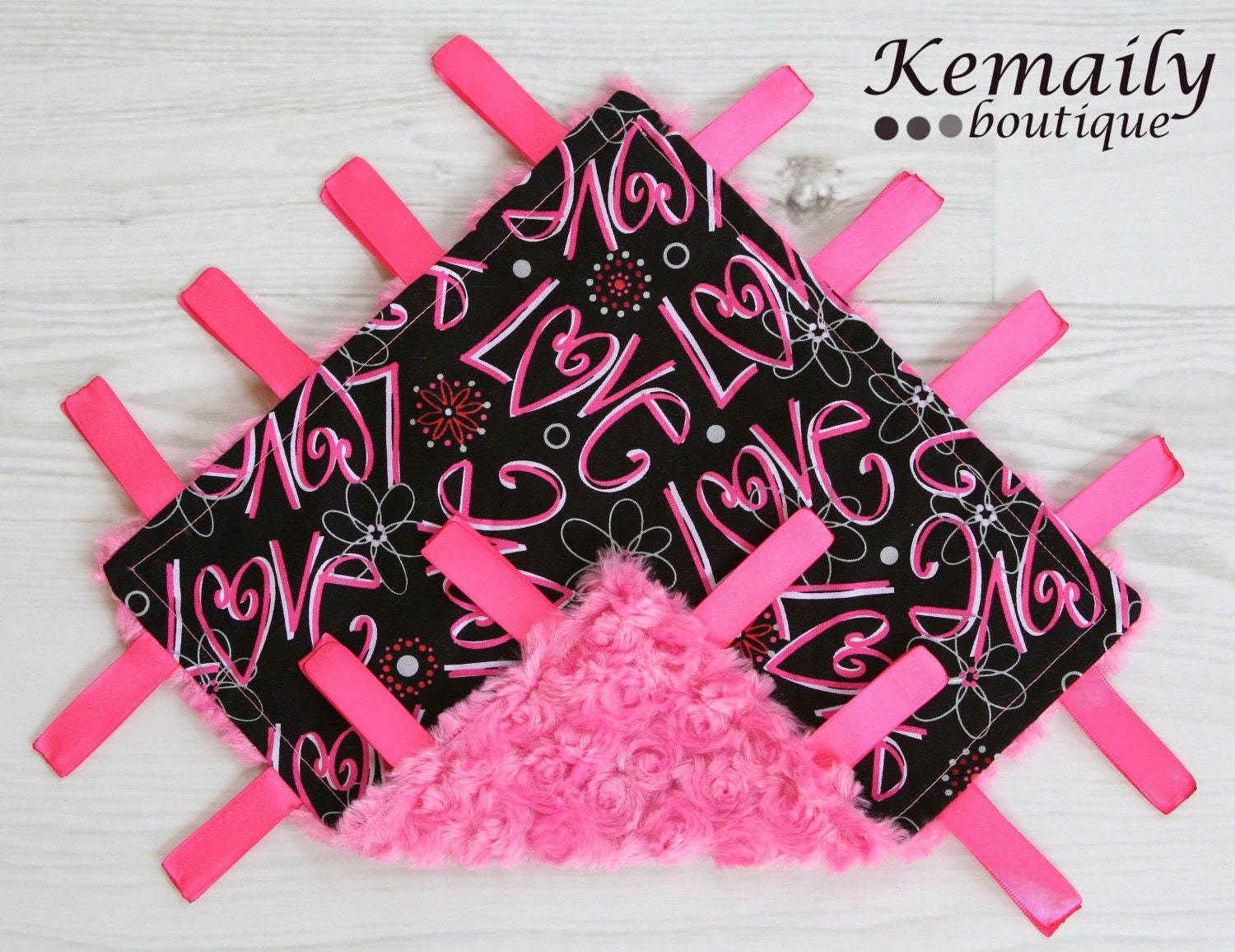 Love Print Minky Tag Blanket From Kemaily