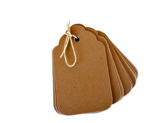 Kraft Tags  50 BlankTags  Gift Tag Die Cuts  Blank Gift Tags  Set of 50  Size:  Approx.4" x 2 5/16"