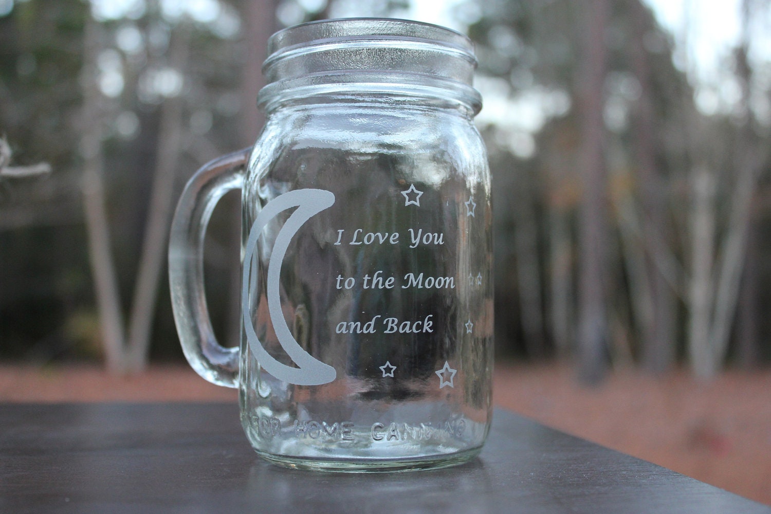 Mason Jar, I Love You To The Moon And Back, Personalized mason Jar