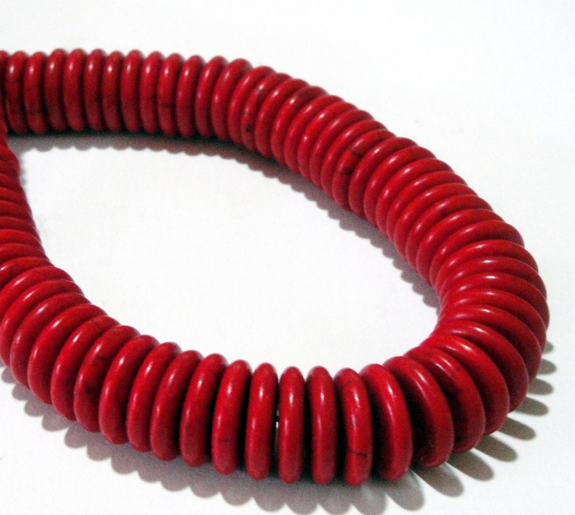 Red Magnesite Turquoise Coin Donut Beads 14mm (30) Pieces /Only Beads Not Finished jewelry