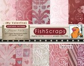 Valentine Digital Paper - Background Papers with Texture - Hearts - Love - Damask - Scrapbooking Il_170x135