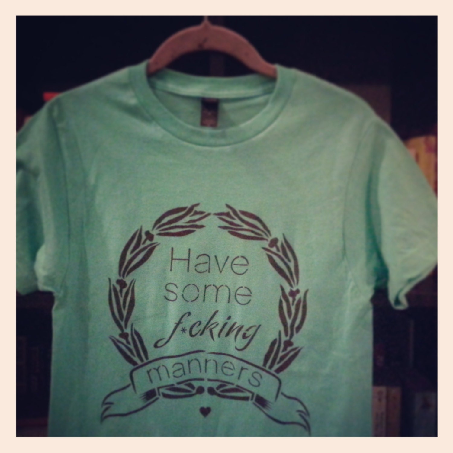 Have some manners tshirt stencil art spray painted by Rainbow Alternative on Etsy
