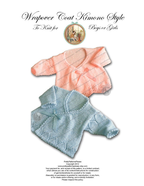 Kimono Style Wrap Over Coat for Baby Boys or Girls - Vintage PDF Pattern - Asian Look - PrettyPatternsPlease
