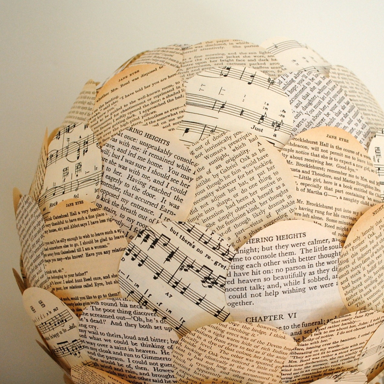 Paper Lamp Shade Rhythm and Read Vintage Book and Music Paper Lantern Eco Home Handmade UK