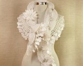 Pure Love / Crochet Wedding Shawl White Bridal Shawl Ruffle Crochet Wrap Delicate Chic Romantic Feminine Bridesmaid Wedding Accessory Shawl