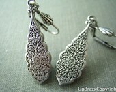 Lyssa-Victorian style ox sterling silver plated brass ornate floral earrings,
