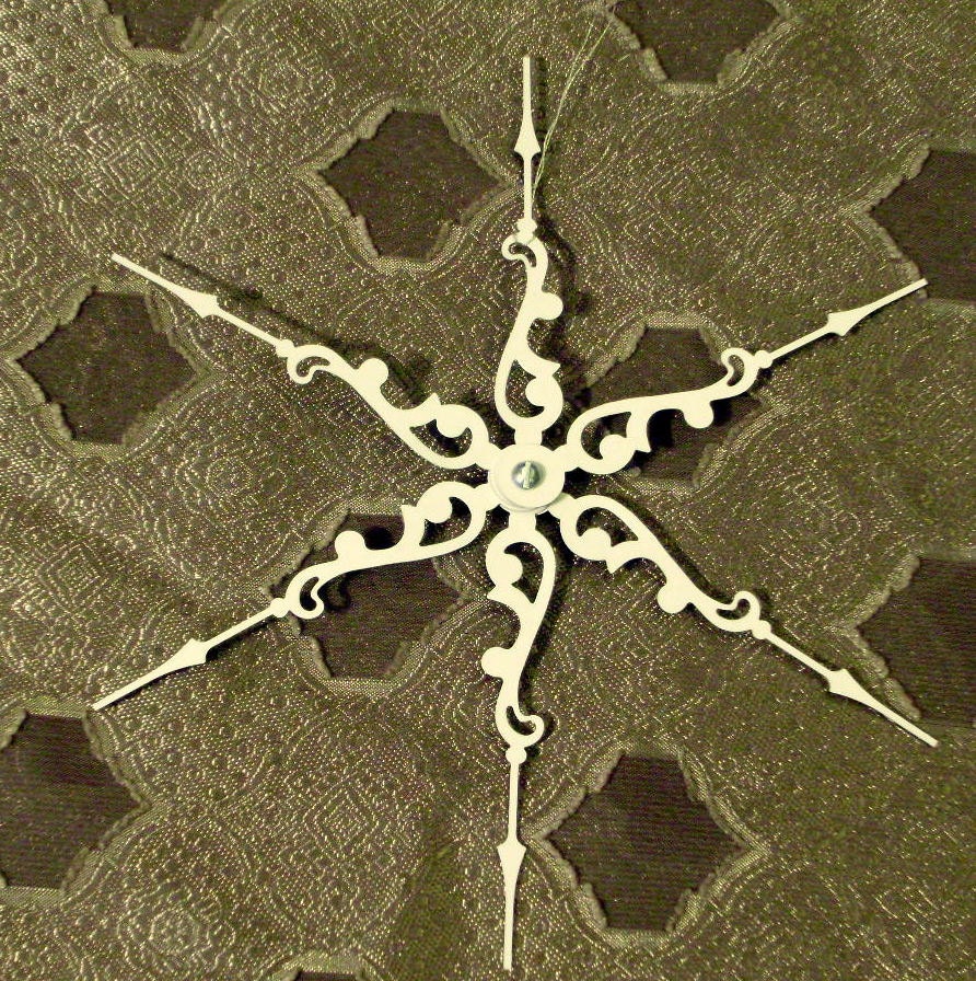 BLACK or WHITE Scroll Flake- Steampunk Clock Hand Holiday Ornament