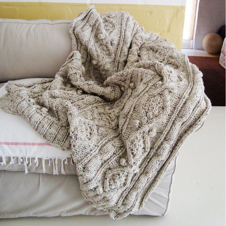 KNITTING PATTERN for chunky cable knit throw