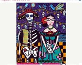 SALE ENDING - 11x14 Mexican Folk Art - Frida Kahlo, Day of the Dead - Print Poster