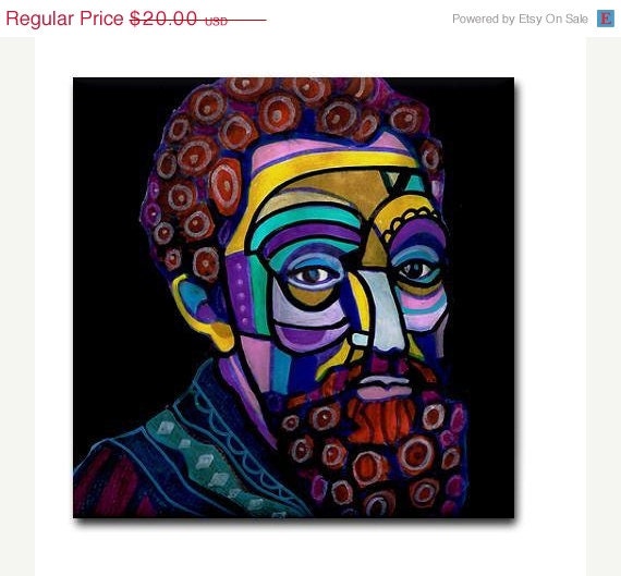 SALE ENDING - Michaelangelo Art Tile Ceramic Coaster Print of Painting by Heather Galler - Modern Abstract Folk Art Black